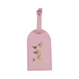 Maxbell Portable Leather Luggage Tag Label ID Card Holder Boarding Tag Pendant Pink