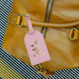 Maxbell Portable Leather Luggage Tag Label ID Card Holder Boarding Tag Pendant Pink