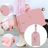 Maxbell Portable Leather Luggage Tag Label ID Card Holder Boarding Tag Pendant Pink