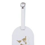 Maxbell Portable Leather Luggage Tag Label ID Card Holder Boarding Tag Pendant White Gold