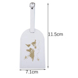 Maxbell Portable Leather Luggage Tag Label ID Card Holder Boarding Tag Pendant White Gold