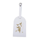 Maxbell Portable Leather Luggage Tag Label ID Card Holder Boarding Tag Pendant White Gold