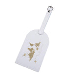 Maxbell Portable Leather Luggage Tag Label ID Card Holder Boarding Tag Pendant White Gold