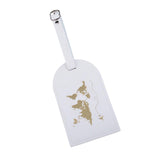 Maxbell Portable Leather Luggage Tag Label ID Card Holder Boarding Tag Pendant White Gold