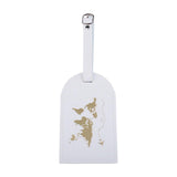 Maxbell Portable Leather Luggage Tag Label ID Card Holder Boarding Tag Pendant White Gold