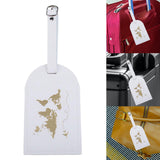 Maxbell Portable Leather Luggage Tag Label ID Card Holder Boarding Tag Pendant White Gold