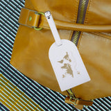Maxbell Portable Leather Luggage Tag Label ID Card Holder Boarding Tag Pendant White Gold