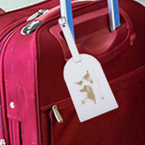 Maxbell Portable Leather Luggage Tag Label ID Card Holder Boarding Tag Pendant White Gold