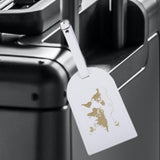 Maxbell Portable Leather Luggage Tag Label ID Card Holder Boarding Tag Pendant White Gold