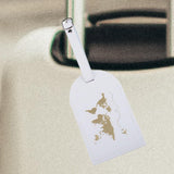 Maxbell Portable Leather Luggage Tag Label ID Card Holder Boarding Tag Pendant White Gold