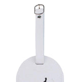 Maxbell Portable Leather Luggage Tag Label ID Card Holder Boarding Tag Pendant White and Silver