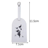 Maxbell Portable Leather Luggage Tag Label ID Card Holder Boarding Tag Pendant White and Silver
