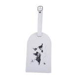Maxbell Portable Leather Luggage Tag Label ID Card Holder Boarding Tag Pendant White and Silver