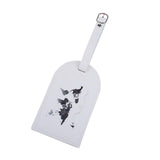 Maxbell Portable Leather Luggage Tag Label ID Card Holder Boarding Tag Pendant White and Silver