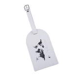 Maxbell Portable Leather Luggage Tag Label ID Card Holder Boarding Tag Pendant White and Silver