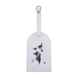 Maxbell Portable Leather Luggage Tag Label ID Card Holder Boarding Tag Pendant White and Silver