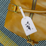 Maxbell Portable Leather Luggage Tag Label ID Card Holder Boarding Tag Pendant White and Silver