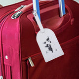 Maxbell Portable Leather Luggage Tag Label ID Card Holder Boarding Tag Pendant White and Silver