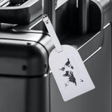 Maxbell Portable Leather Luggage Tag Label ID Card Holder Boarding Tag Pendant White and Silver
