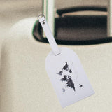 Maxbell Portable Leather Luggage Tag Label ID Card Holder Boarding Tag Pendant White and Silver