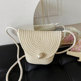 Maxbell Hand Woven Rattan bag Bucket Bag Gift Ladies Shopping Travel Beige