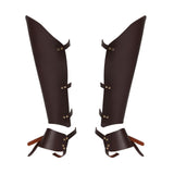 Maxbell Medieval Greaves Boots Shoes Cover for Knight Costume Accessory Coffee