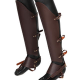 Maxbell Medieval Greaves Boots Shoes Cover for Knight Costume Accessory Coffee