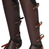 Maxbell Medieval Greaves Boots Shoes Cover for Knight Costume Accessory Coffee