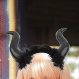 Maxbell Cute Horn Headband Cosplay Costume Headdress Party Favor for Role Play Black
