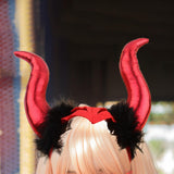 Maxbell Cute Horn Headband Cosplay Costume Headdress Party Favor for Role Play Red