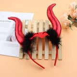 Maxbell Cute Horn Headband Cosplay Costume Headdress Party Favor for Role Play Red