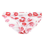Maxbell Men Underwear Red Lip Print Comfortable Soft Breathable Thin Panties Elastic XL