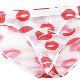 Maxbell Men Underwear Red Lip Print Comfortable Soft Breathable Thin Panties Elastic XL
