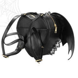 Maxbell Black Bat Wings Backpack Goth Punk Lace Wing Shoulder Bag Leather Rucksack