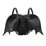Maxbell Black Bat Wings Backpack Goth Punk Lace Wing Shoulder Bag Leather Rucksack