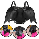 Maxbell Black Bat Wings Backpack Goth Punk Lace Wing Shoulder Bag Leather Rucksack