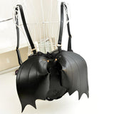Maxbell Black Bat Wings Backpack Goth Punk Lace Wing Shoulder Bag Leather Rucksack