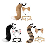 Maxbell Cute Cat Ears Tail Cosplay Halloween Plush Headband Party Adults Adult Brown