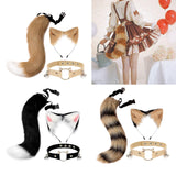 Maxbell Cute Cat Ears Tail Cosplay Halloween Plush Headband Party Adults Adult Brown