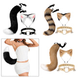 Maxbell Cute Cat Ears Tail Cosplay Halloween Plush Headband Party Adults Adult Brown