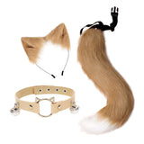 Maxbell Cute Cat Ears Tail Cosplay Halloween Plush Headband Party Adults Adult Brown