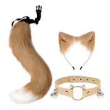 Maxbell Cute Cat Ears Tail Cosplay Halloween Plush Headband Party Adults Adult Brown