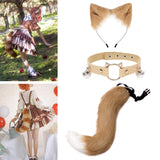 Maxbell Cute Cat Ears Tail Cosplay Halloween Plush Headband Party Adults Adult Brown