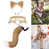 Maxbell Cute Cat Ears Tail Cosplay Halloween Plush Headband Party Adults Adult Brown