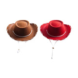 Maxbell Felt Cowboy Hat Cowgirl Hats with Wind Lanyard Sunhat for Holiday Dress up Brown