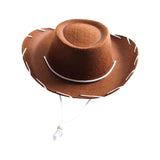 Maxbell Felt Cowboy Hat Cowgirl Hats with Wind Lanyard Sunhat for Holiday Dress up Brown