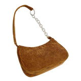 Maxbell Women Dumpling Bun Schoolbag Shopping Bag Wallet Flannel Shoulder Bag Brown