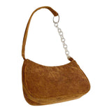 Maxbell Women Dumpling Bun Schoolbag Shopping Bag Wallet Flannel Shoulder Bag Brown