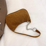 Maxbell Women Dumpling Bun Schoolbag Shopping Bag Wallet Flannel Shoulder Bag Brown
