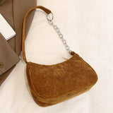 Maxbell Women Dumpling Bun Schoolbag Shopping Bag Wallet Flannel Shoulder Bag Brown